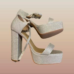 Lemonade Silver Glitter Strappy Heel